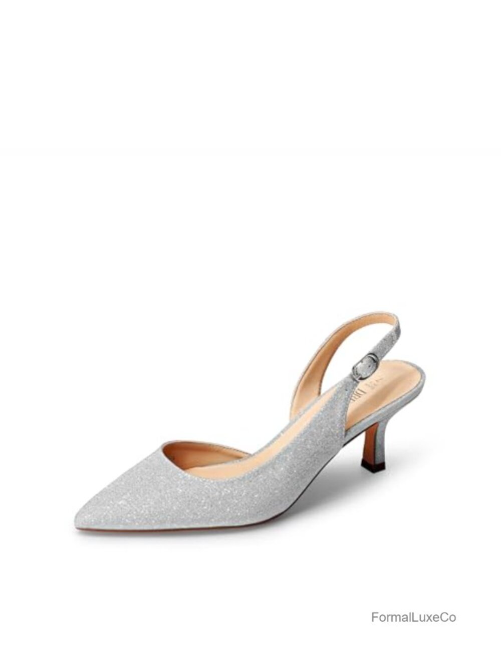 Women's Kitten Heel Slingback Pumps Pointed Toe Adjustable Strap